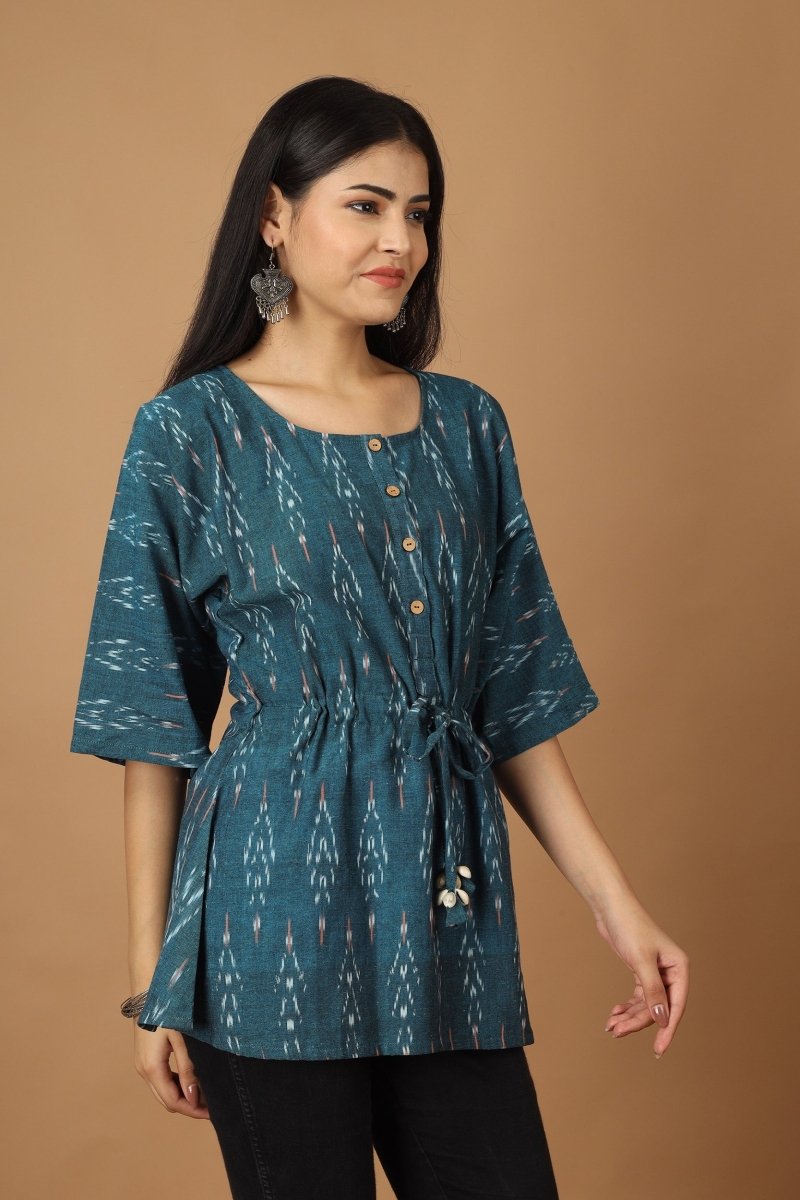 Buy Subah Ikat Kaftan Cotton Top | Shop Verified Sustainable Womens Top on Brown Living™