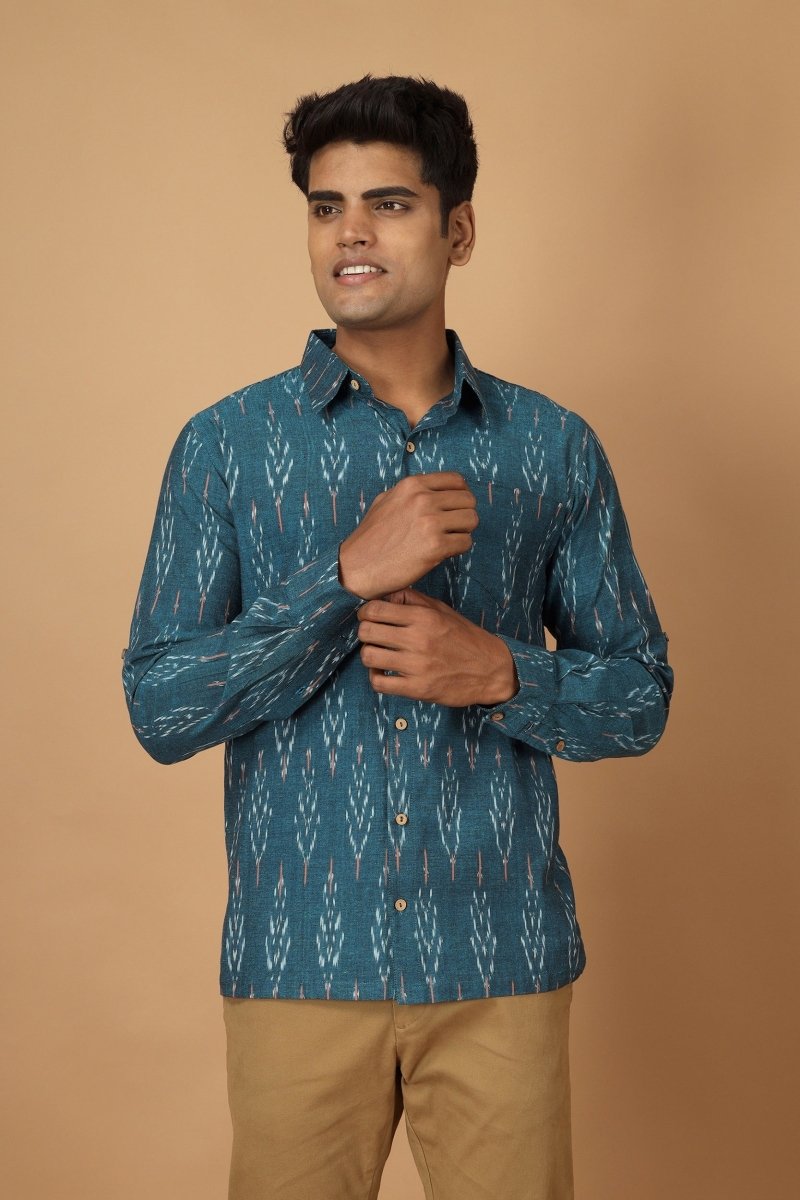 Buy Subah Ikat Mens Cotton Shirt | Shop Verified Sustainable Products on Brown Living