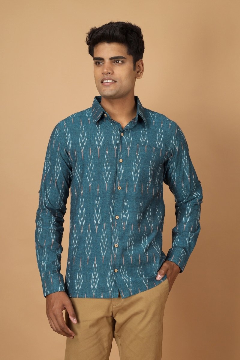 Buy Subah Ikat Mens Cotton Shirt | Shop Verified Sustainable Products on Brown Living