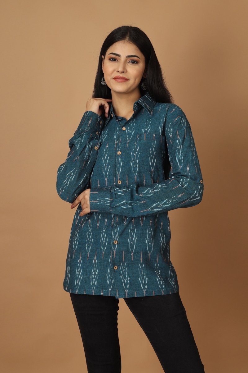 Buy Subah Ikat Womens Cotton Shirt | Shop Verified Sustainable Products on Brown Living