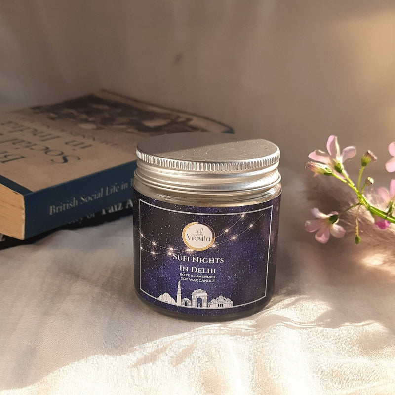 Sufi Nights in Delhi Soy Wax Rose and lavender Candle | Verified Sustainable Candles & Fragrances on Brown Living™