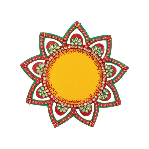 Buy Sunflower Pooja Thali Handicraft Wooden | Shop Verified Sustainable Pooja Needs on Brown Living™