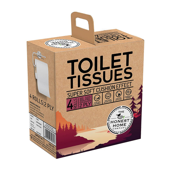 Super Soft 2 Ply Toilet Paper Tissue Roll- 300 Pulls (Pack of 4) | Verified Sustainable Tissue Roll on Brown Living™