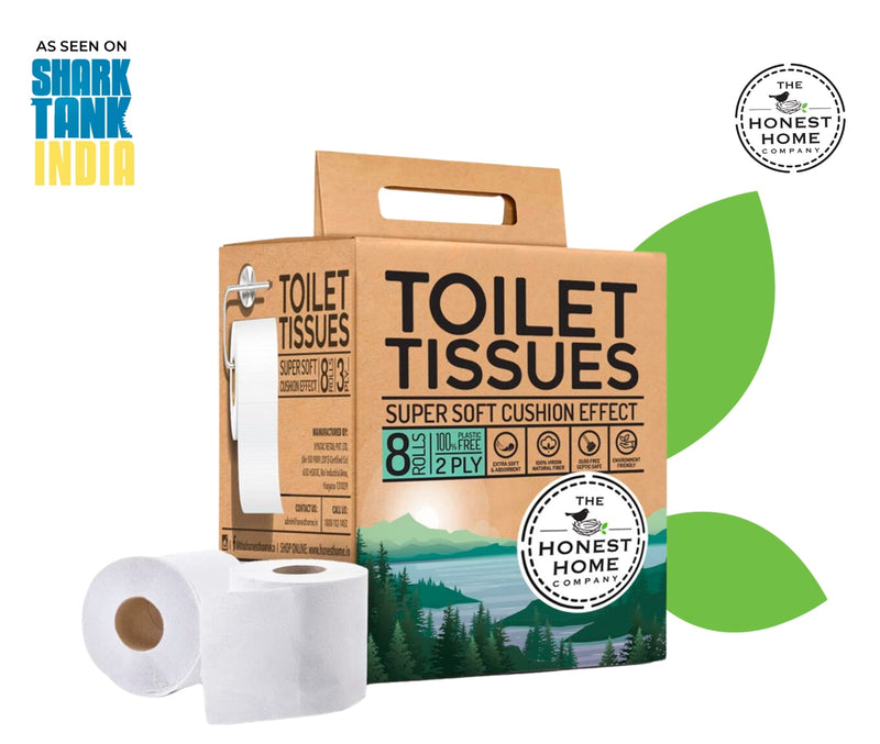 Super Soft 2 Ply Toilet Paper Tissue Rolls- 300 Pulls (Pack of 8) | Verified Sustainable Tissue Roll on Brown Living™