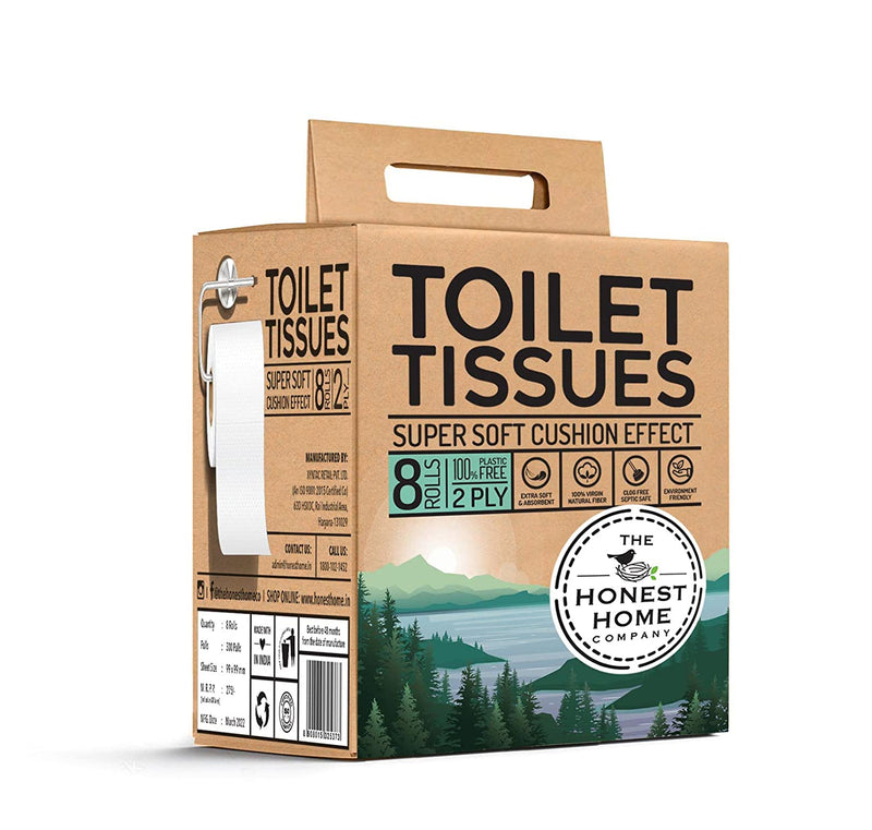 Super Soft 2 Ply Toilet Paper Tissue Rolls- 300 Pulls (Pack of 8) | Verified Sustainable Tissue Roll on Brown Living™