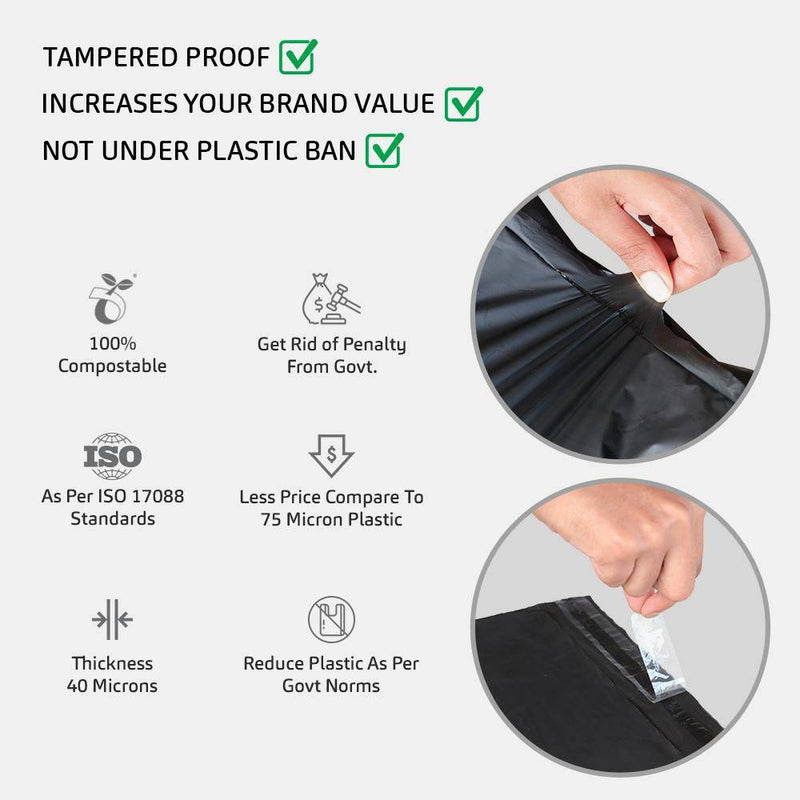 Buy Tamper Proof Compostable Courier Bags 8"X 8"+2"- Pack Of 200 | Shop Verified Sustainable Packing Materials on Brown Living™