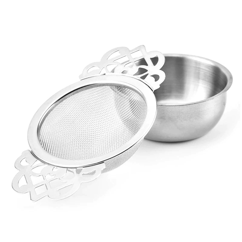 Buy Traditional Stainless Steel Tea Strainer with Holder | Shop Verified Sustainable Beverage Accessories on Brown Living™