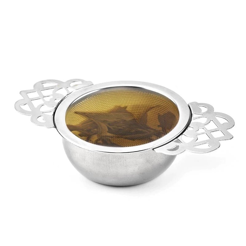 Buy Traditional Stainless Steel Tea Strainer with Holder | Shop Verified Sustainable Beverage Accessories on Brown Living™