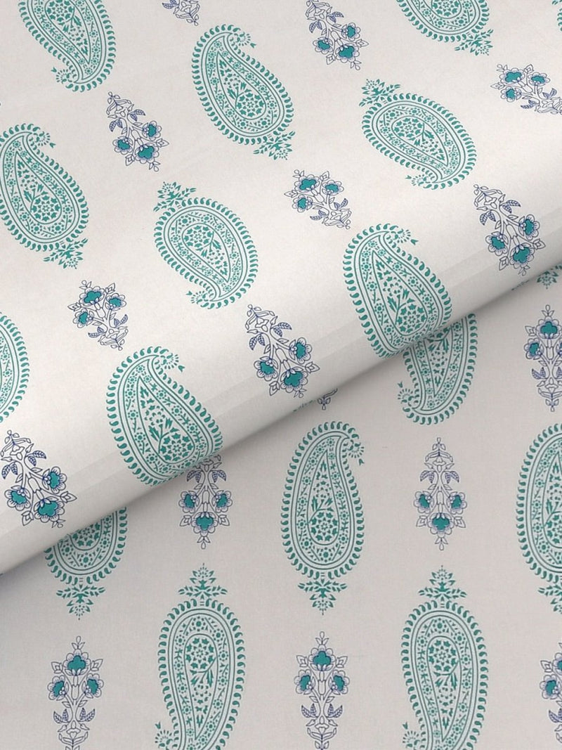 Buy Teal Elegant Hand Block Print Pure Cotton Super King Size Bedsheet with 2 Pillow Covers | Shop Verified Sustainable Bedding on Brown Living™