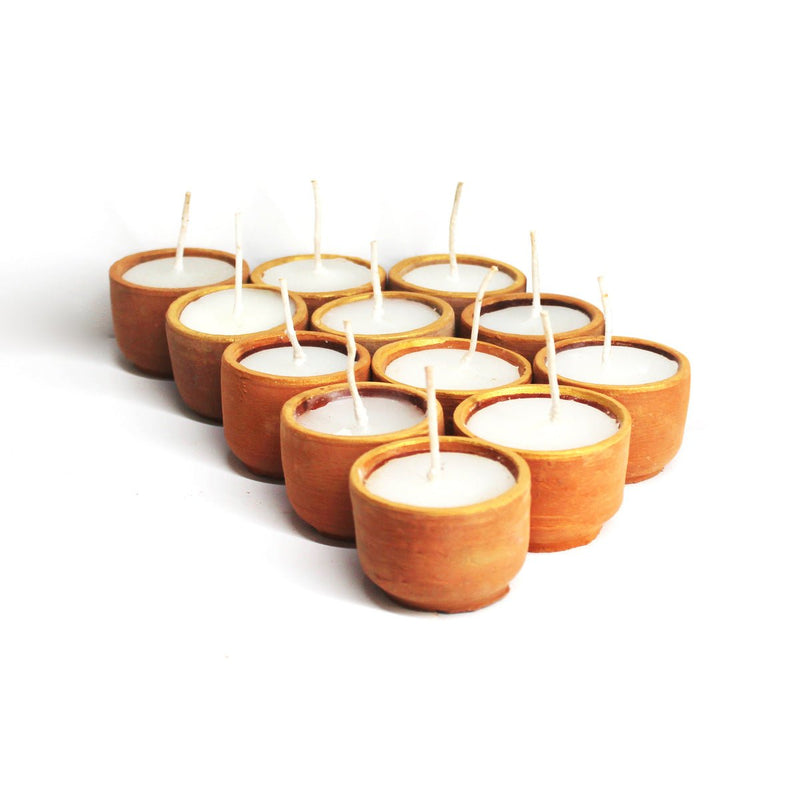 Buy Terracotta Cup Soywax Candles- Set Of 12 | Shop Verified Sustainable Candles & Fragrances on Brown Living™