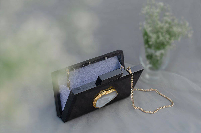 Buy The Black Baroque Rectangular Clutch | Shop Verified Sustainable Womens Clutch on Brown Living™