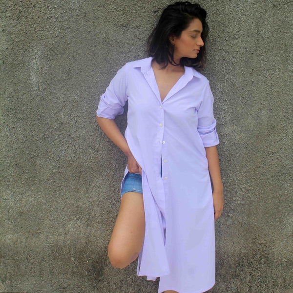 Buy The Lavender Shirt Dress Lavender Cotton Shirt Dress | Shop Verified Sustainable Womens Shirt on Brown Living™