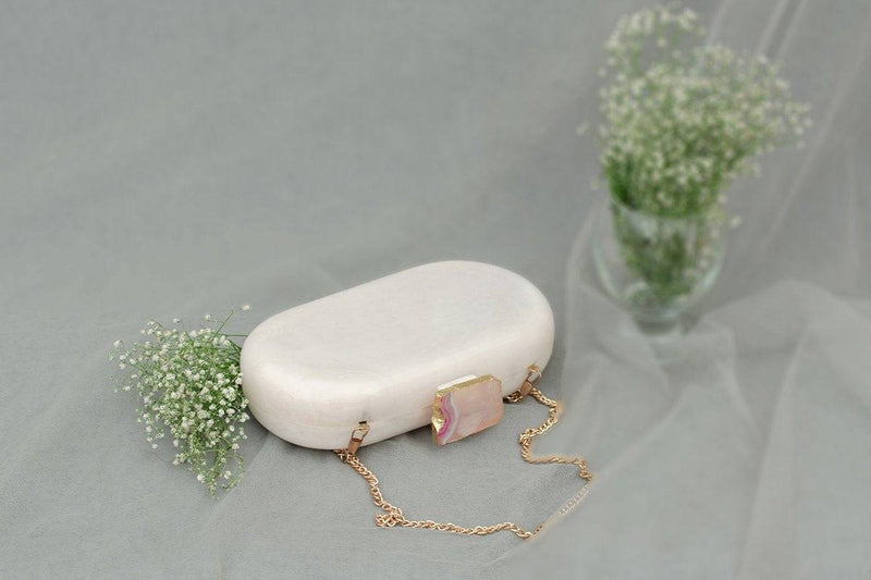 Buy The White Baroque Capsule Clutch - Pink Stone | Shop Verified Sustainable Womens Clutch on Brown Living™