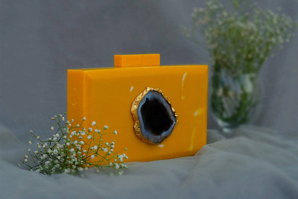 Buy The Yellow Baroque Rectangular Clutch | Shop Verified Sustainable Womens Clutch on Brown Living™