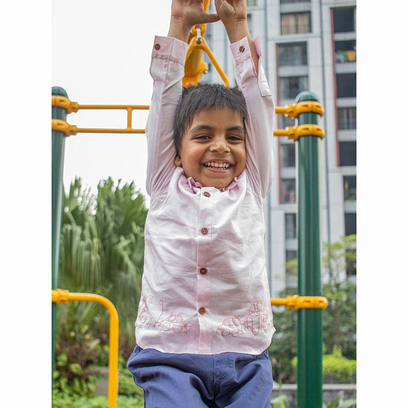 Buy Traffic Embroidered Formal Shirt - Light Pink | Shop Verified Sustainable Kids Shirts on Brown Living™