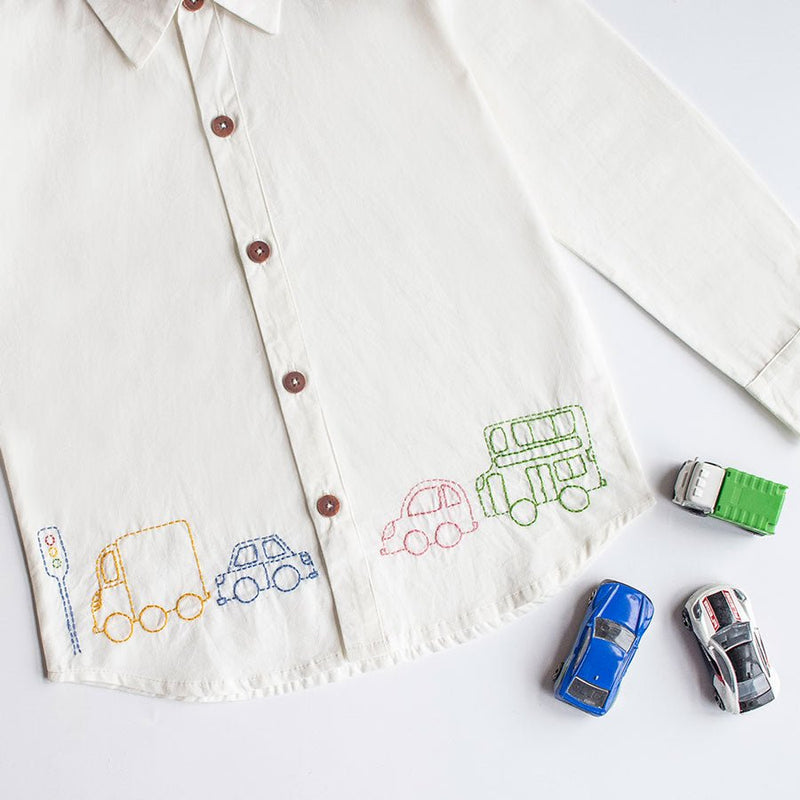 Buy Traffic Embroidered Formal Shirt- White | Shop Verified Sustainable Kids Shirts on Brown Living™