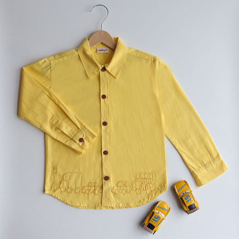 Buy Traffic Embroidered Formal Shirt- Yellow | Shop Verified Sustainable Kids Shirts on Brown Living™