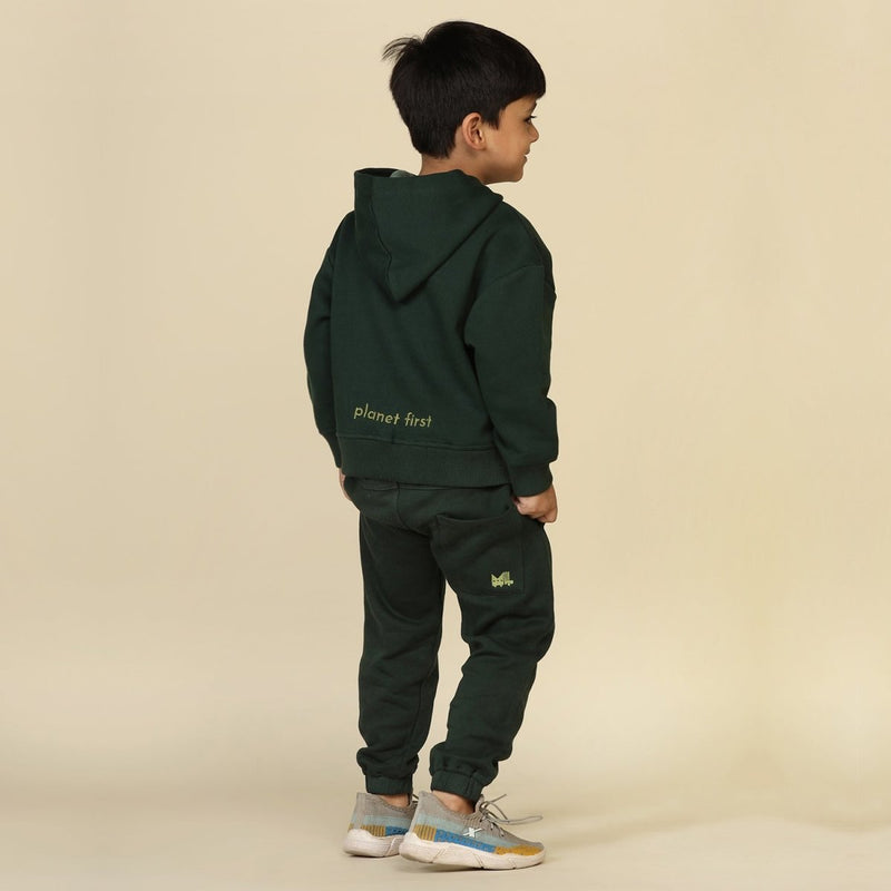 Buy Trees-Please Unisex Hoodie, Dark Green | Planet First | Shop Verified Sustainable Kids Sweat Shirts on Brown Living™