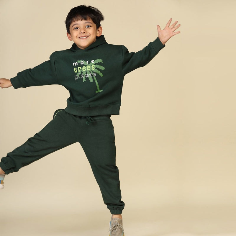 Buy Trees-Please Unisex Hoodie, Dark Green | Planet First | Shop Verified Sustainable Kids Sweat Shirts on Brown Living™