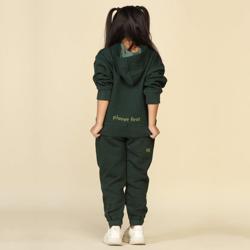 Buy Trees-Please Unisex Joggers Set, Dark Green | Planet First | Shop Verified Sustainable Kids Daywear Sets on Brown Living™