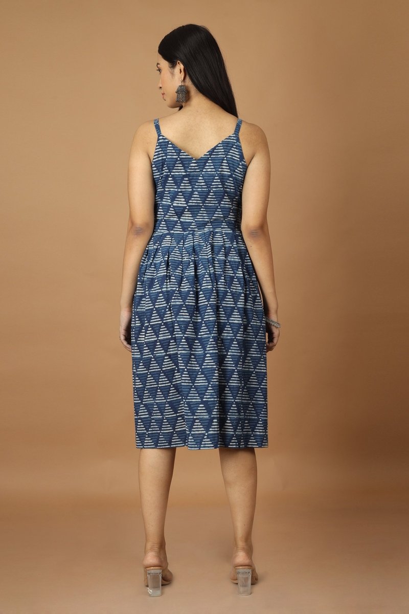 Buy Trikona Dabu Indigo Dress | Shop Verified Sustainable Womens Dress on Brown Living™