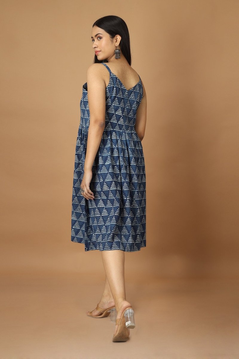 Buy Trikona Dabu Indigo Dress | Shop Verified Sustainable Womens Dress on Brown Living™