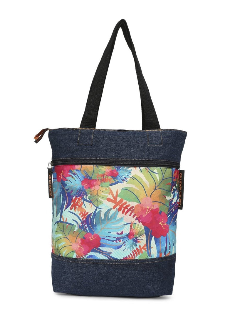 Buy Tropical Upcycled Denim Tote Bag | Shop Verified Sustainable Tote Bag on Brown Living™