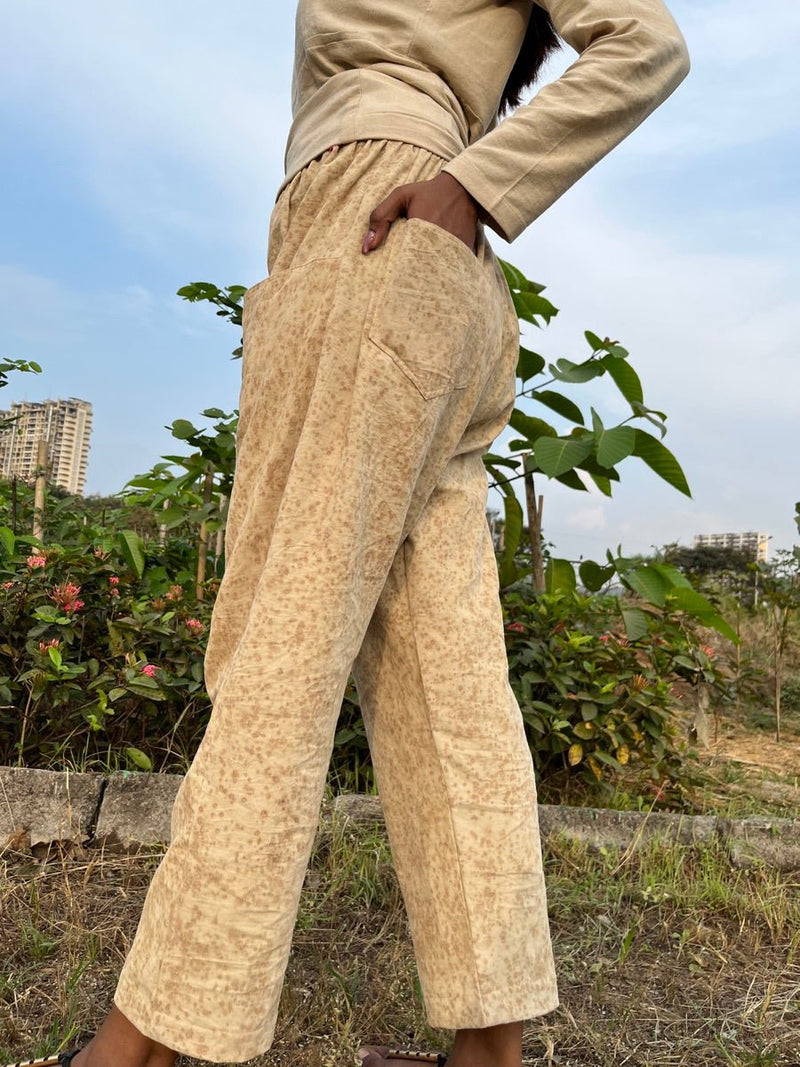 Buy Trousers with pockets | Cordruoy Pants | Natural Dye | Eco printed trousers | Shop Verified Sustainable Womens Trousers on Brown Living™