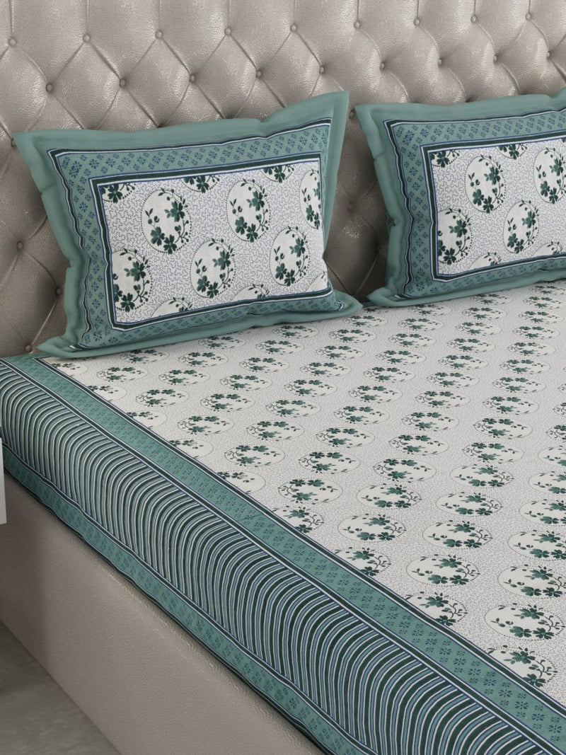 Buy Turquoise Hand Block Printed Pure Cotton King Size Bedding Set | Shop Verified Sustainable Bedding on Brown Living™