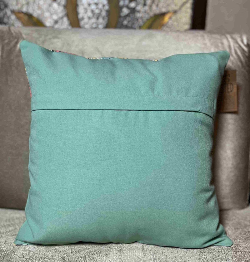 Buy Turquoise Mandala Cushion Cover | Upcycled Linen | Shop Verified Sustainable Covers & Inserts on Brown Living™