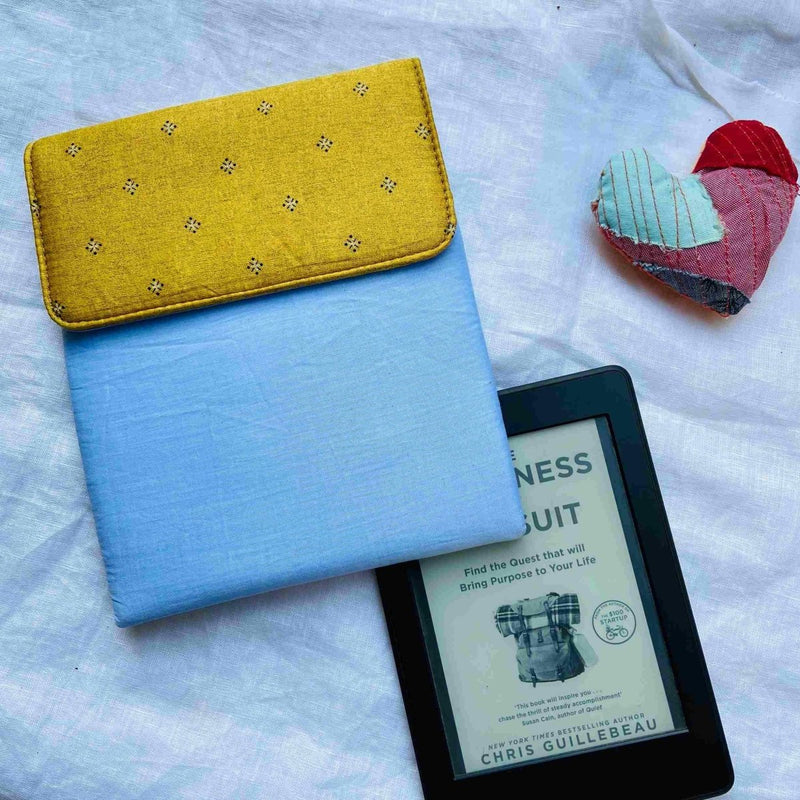 Buy Unique Kindle Sleeve- Blue with Golden print- Fits all Kindle | Shop Verified Sustainable Tech Accessories on Brown Living™