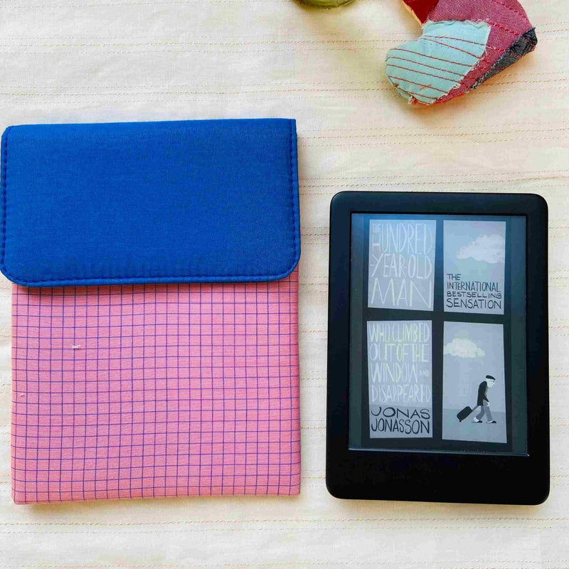 Buy Unique Kindle Sleeve- Pink with checkers | Shop Verified Sustainable Tech Accessories on Brown Living™