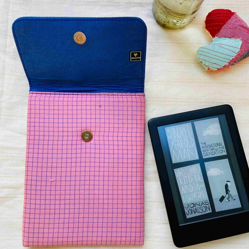 Buy Unique Kindle Sleeve- Pink with checkers | Shop Verified Sustainable Tech Accessories on Brown Living™