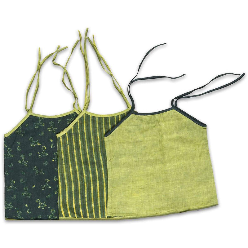 Buy Unisex Classic Jhabla Set Of 3 Green | Shop Verified Sustainable Kids Inner Wear on Brown Living™