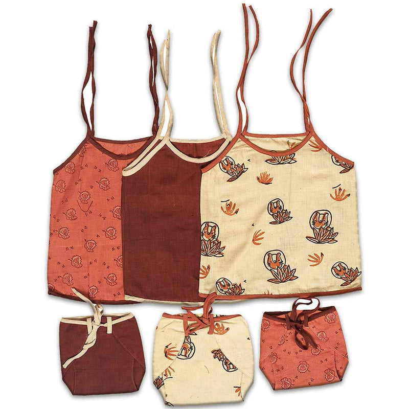 Buy Unisex Classic Jhabla Set Of 3 Maroon | Shop Verified Sustainable Kids Inner Wear on Brown Living™