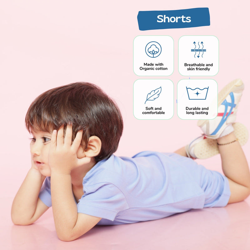 Unisex Organic Cotton Shorts- Cornflower Blue | Verified Sustainable Kids Shorts on Brown Living™