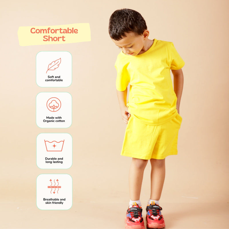 Unisex Organic Cotton Shorts- Dandelion Yellow | Verified Sustainable Kids Shorts on Brown Living™