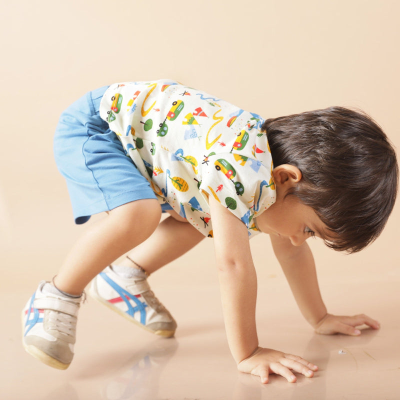 Unisex Organic Cotton Shorts- Deep Water Blue | Verified Sustainable Kids Shorts on Brown Living™