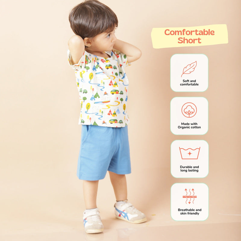 Unisex Organic Cotton Shorts- Deep Water Blue | Verified Sustainable Kids Shorts on Brown Living™