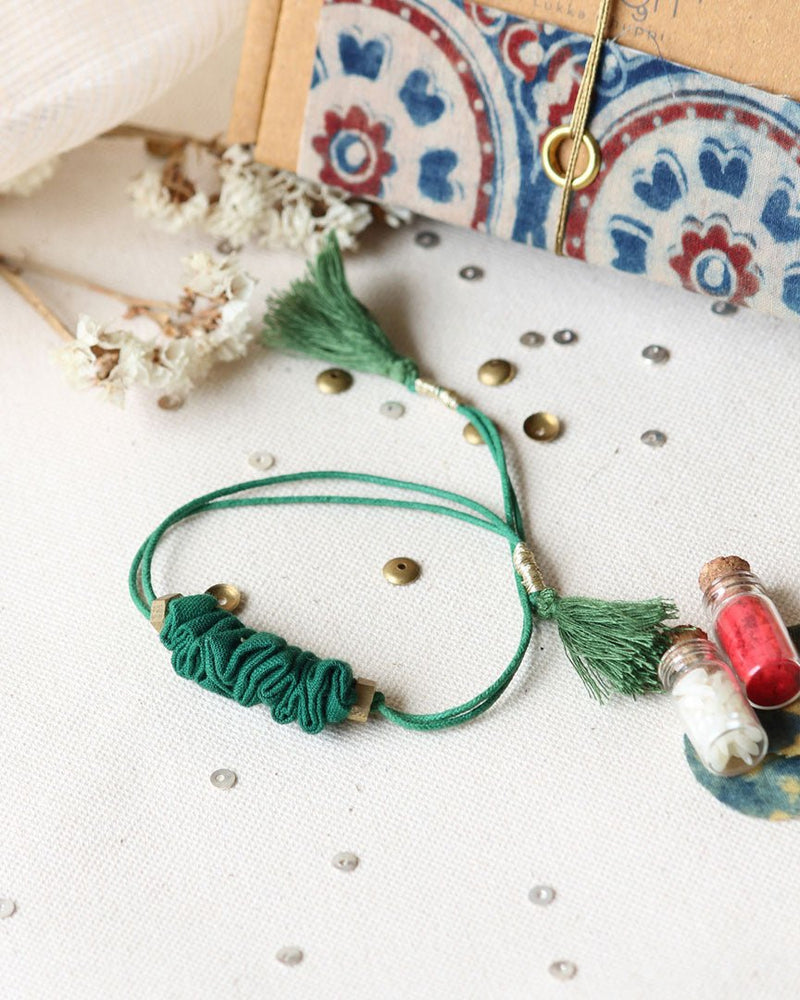 Buy Upcycled Artisanal Rakhi- Traditional Dark Green | Shop Verified Sustainable Rakhi on Brown Living™