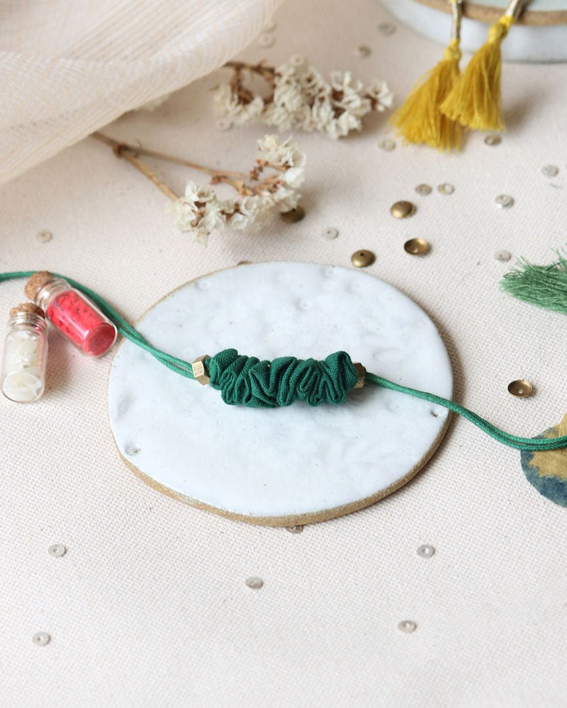 Buy Upcycled Artisanal Rakhi- Traditional Dark Green | Shop Verified Sustainable Rakhi on Brown Living™