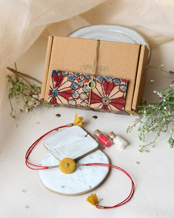 Buy Upcycled Artisanal Rakhi- Yellow & Red | Shop Verified Sustainable Rakhi on Brown Living™