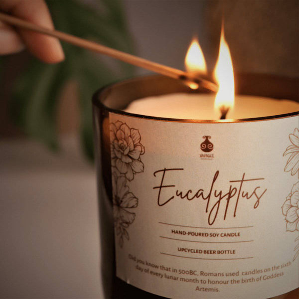 Buy Upcycled Beer Bottle Eucalyptus Soy Wax Candle | Shop Verified Sustainable Candles & Fragrances on Brown Living™