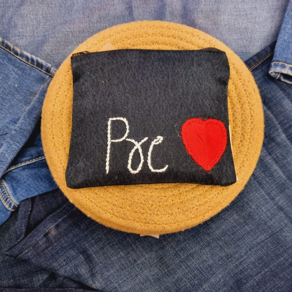 Buy Upcycled Denim Pocket | Hand Embroidered | Shop Verified Sustainable Gift Bags on Brown Living™