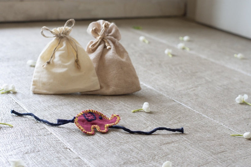 Buy Upcycled Elephant Hand Embroidered Kids Rakhi | Shop Verified Sustainable Rakhi on Brown Living™