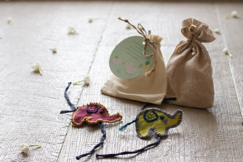 Buy Upcycled Elephant Hand Embroidered Kids Rakhi | Shop Verified Sustainable Rakhi on Brown Living™