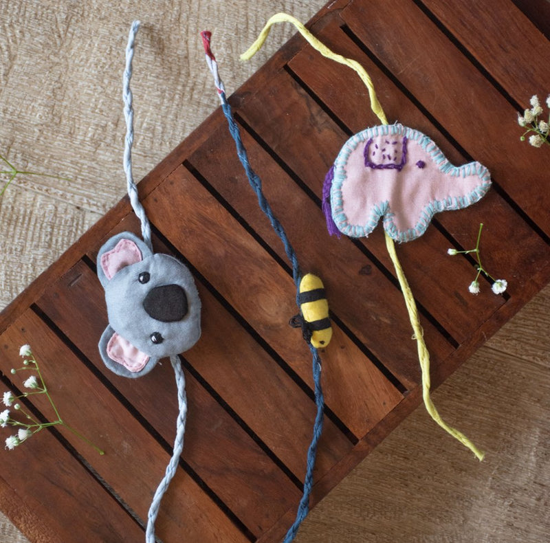 Buy Upcycled Elephant Hand Embroidered Kids Rakhi | Shop Verified Sustainable Rakhi on Brown Living™