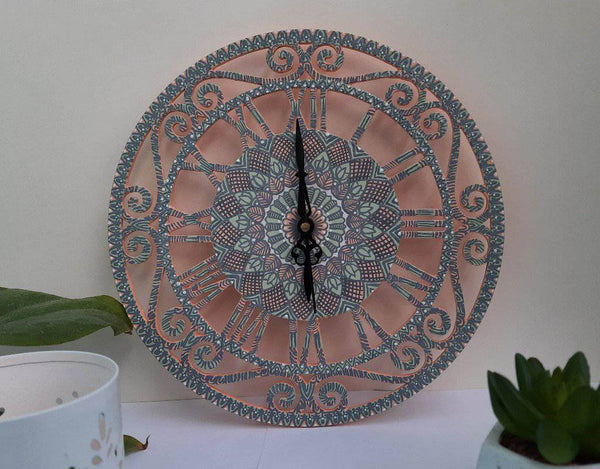 Buy Upcycled Hand-Painted Mandala Wall Clock Round 28 cm | Shop Verified Sustainable Clock on Brown Living™