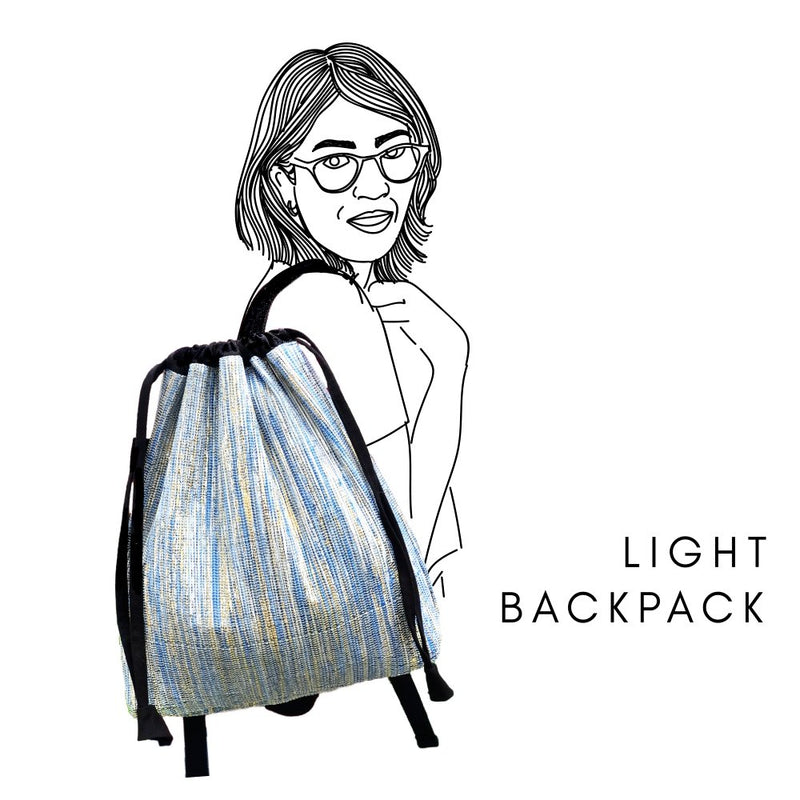 Buy Upcycled Handwoven Golden Blue Shimmer Light Back Pack | Shop Verified Sustainable Backpacks on Brown Living™