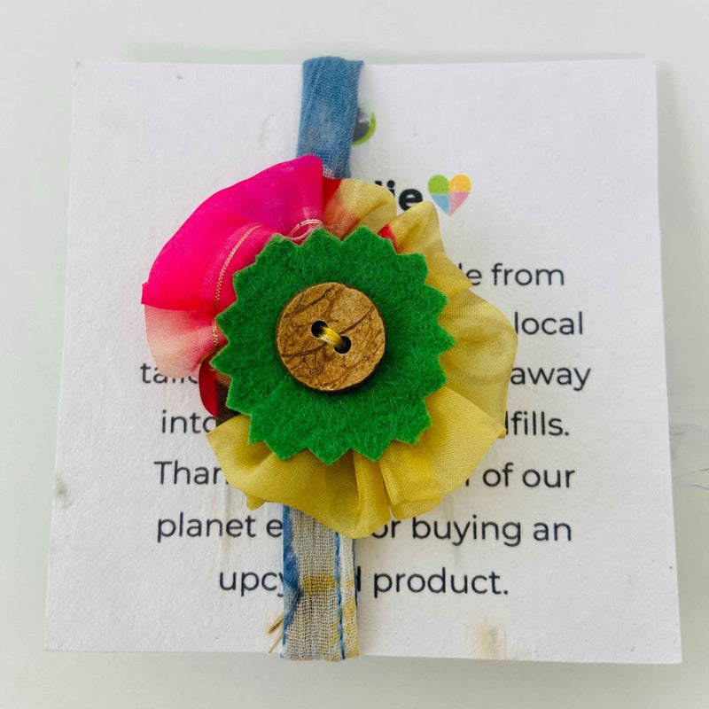 Buy Upcycled Rakhi- Yellow with colours and Coconut button | Shop Verified Sustainable Rakhi on Brown Living™